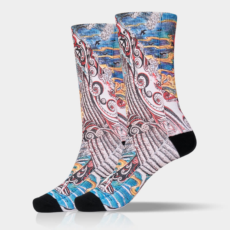 Buddha Stones Casual Whale Waves Sunset Micro Crew Herren Damen Unisex Socken - image 10