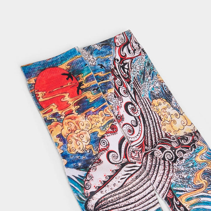 Buddha Stones Casual Whale Waves Sunset Micro Crew Herren Damen Unisex Socken - image 2