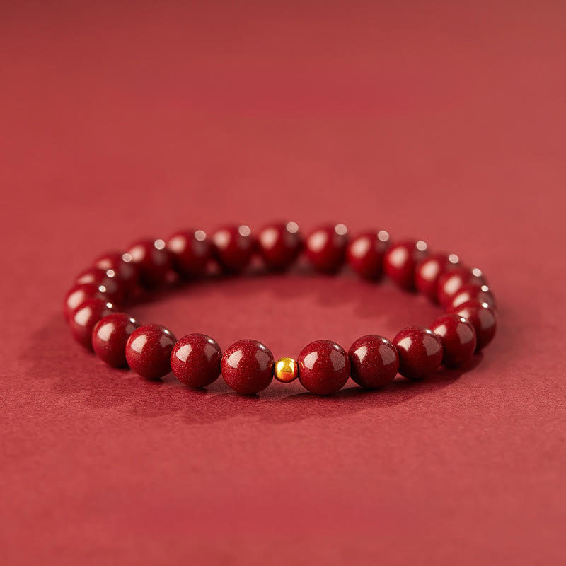 Buddha Stones 999 Gold Zinnober Einfaches Design Konzentrationsarmband - 8 mm Zinnober & 4 mm Goldperle - image 11