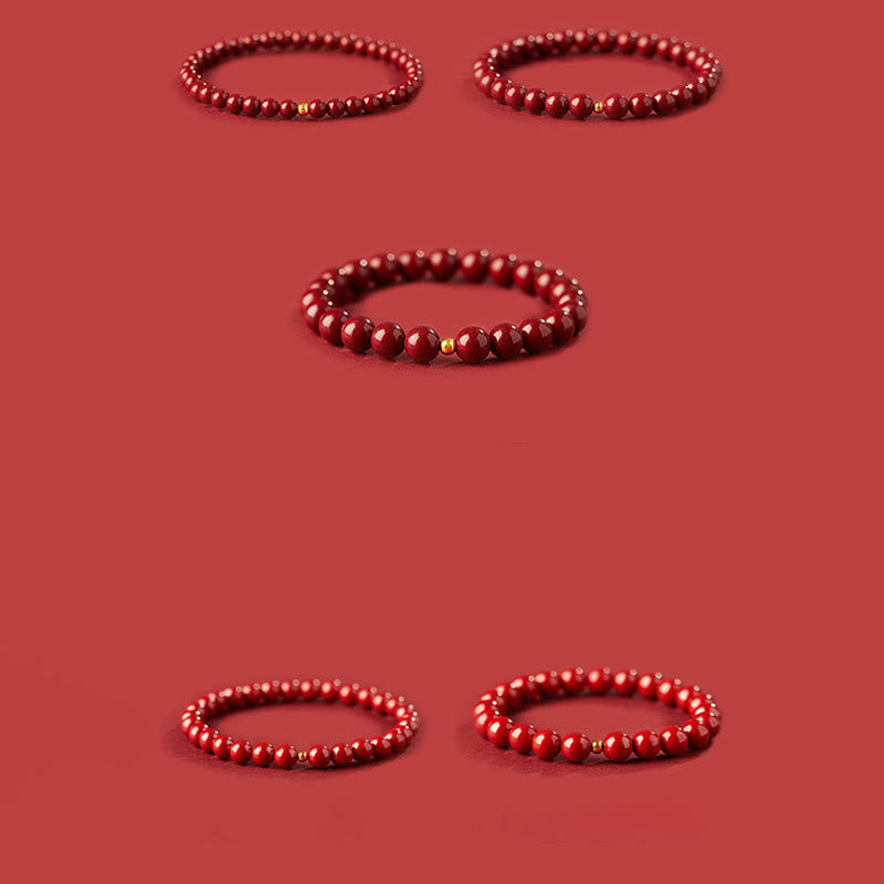 Buddha Stones 999 Gold Zinnober Einfaches Design Konzentrationsarmband - image 14