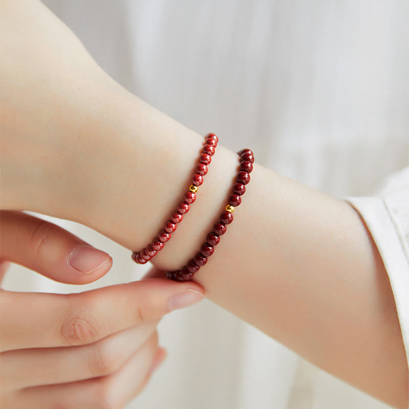 Buddha Stones 999 Gold Zinnober Einfaches Design Konzentrationsarmband - image 17