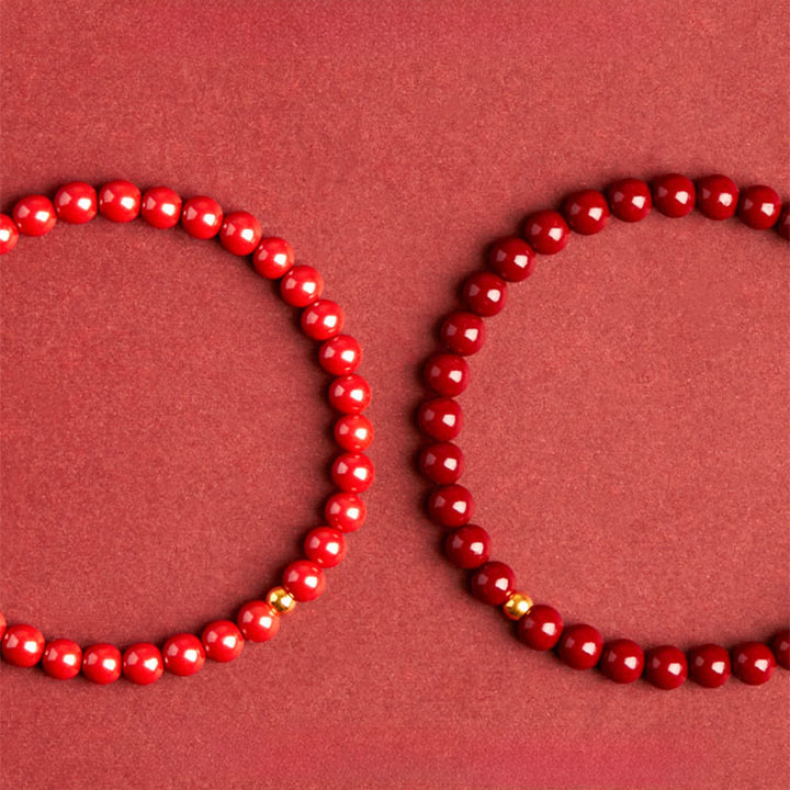 Buddha Stones 999 Gold Zinnober Einfaches Design Konzentrationsarmband - image 12