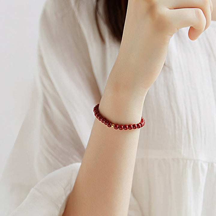 Buddha Stones 999 Gold Zinnober Einfaches Design Konzentrationsarmband - image 3