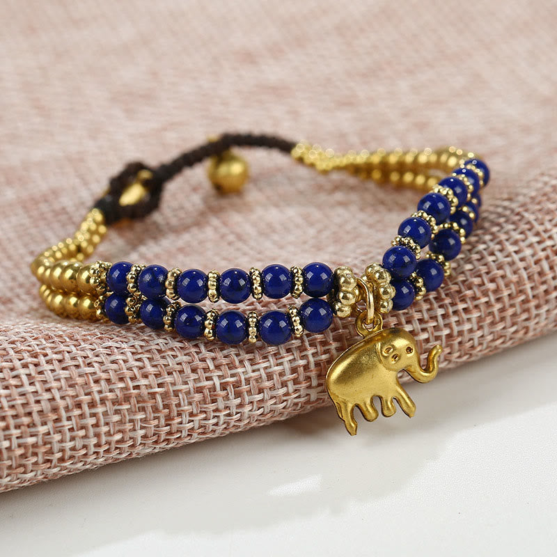 Buddha Stones Türkis Elefant Glück Doppelschichtiges Kupfer Stärke Armband - Blau Türkis (Handgelenkumfang: 15–18 cm) - image 7