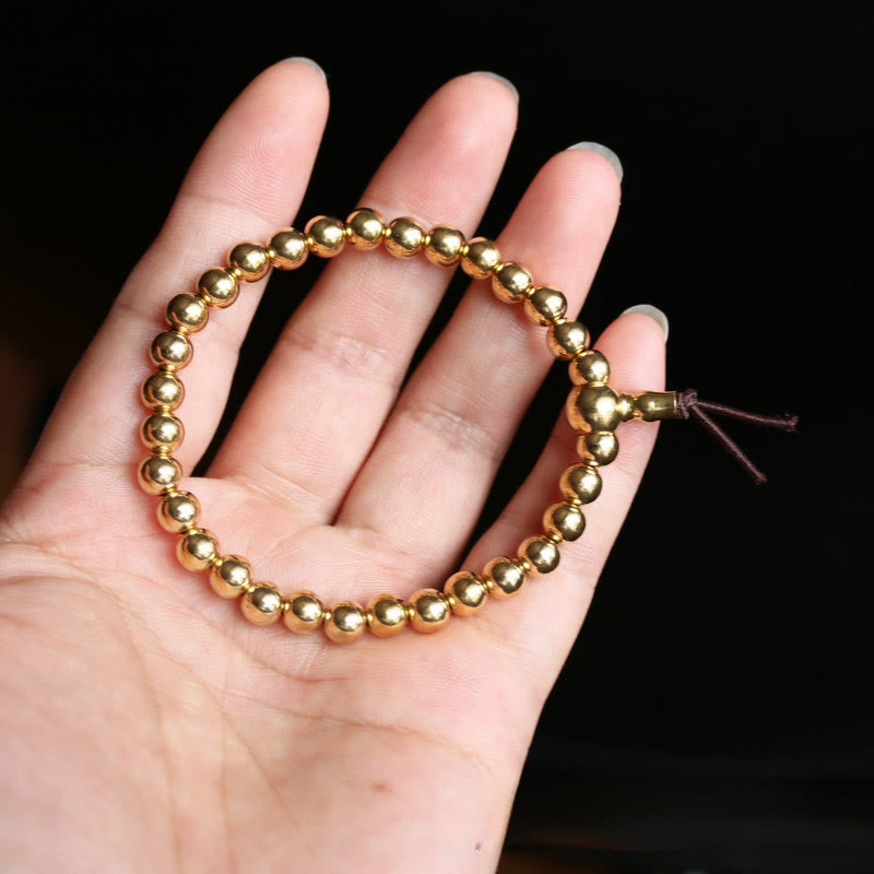 Buddha Stones Tibetisches Retro-Armband aus reinem Kupfer und Messingperlen - image 1
