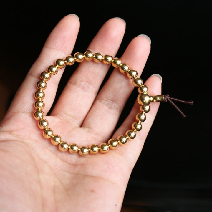Buddha Stones Tibetisches Retro-Armband aus reinem Kupfer und Messingperlen - image 1