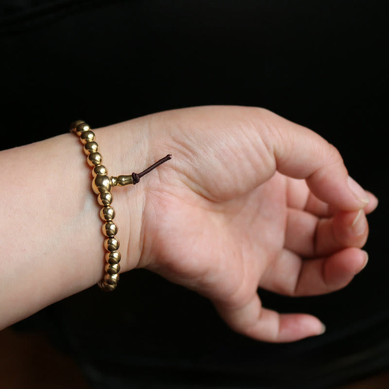 Buddha Stones Tibetisches Retro-Armband aus reinem Kupfer und Messingperlen - image 3