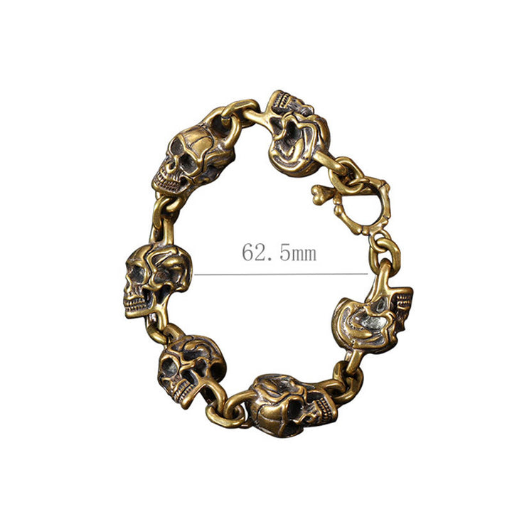 Buddha Stones Retro Kupfer Messing Totenkopf Der Herr der Leiche Wald Schutz Armband - image 11