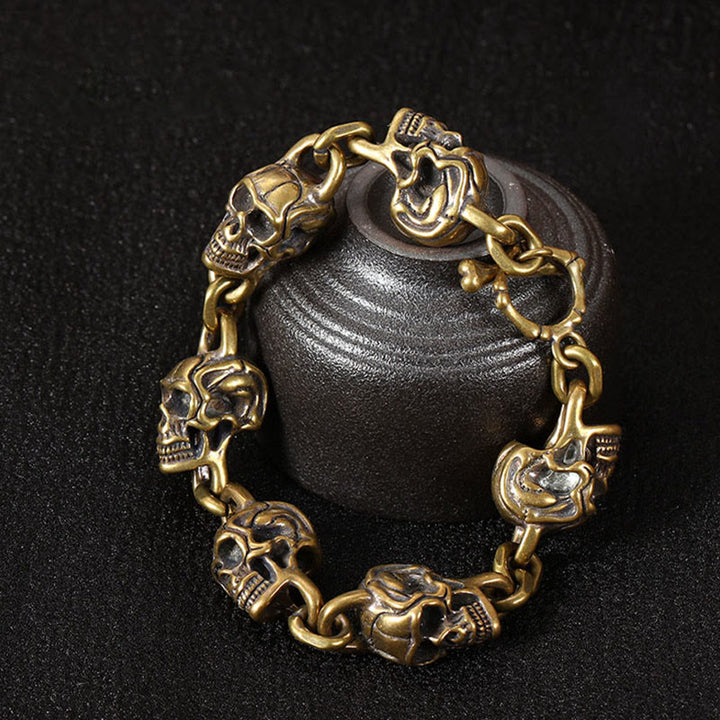 Buddha Stones Retro Kupfer Messing Totenkopf Der Herr der Leiche Wald Schutz Armband - image 3