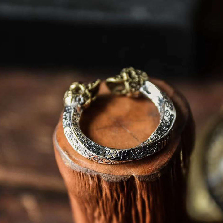 Buddha Stones Der Herr des Leichenwaldes Kupfer Doppelschädel hält böse Geister fern Ring - image 1