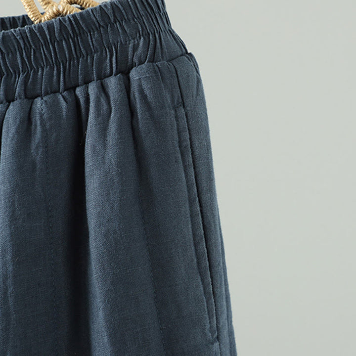 Buddha Stones, bestickte Froschknopf-Damenhose mit weitem Bein und Taschen - image 3