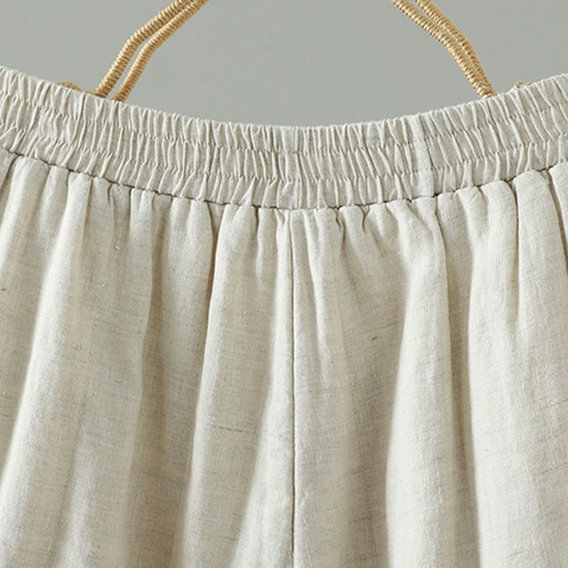 Buddha Stones, bestickte Froschknopf-Damenhose mit weitem Bein und Taschen - image 16