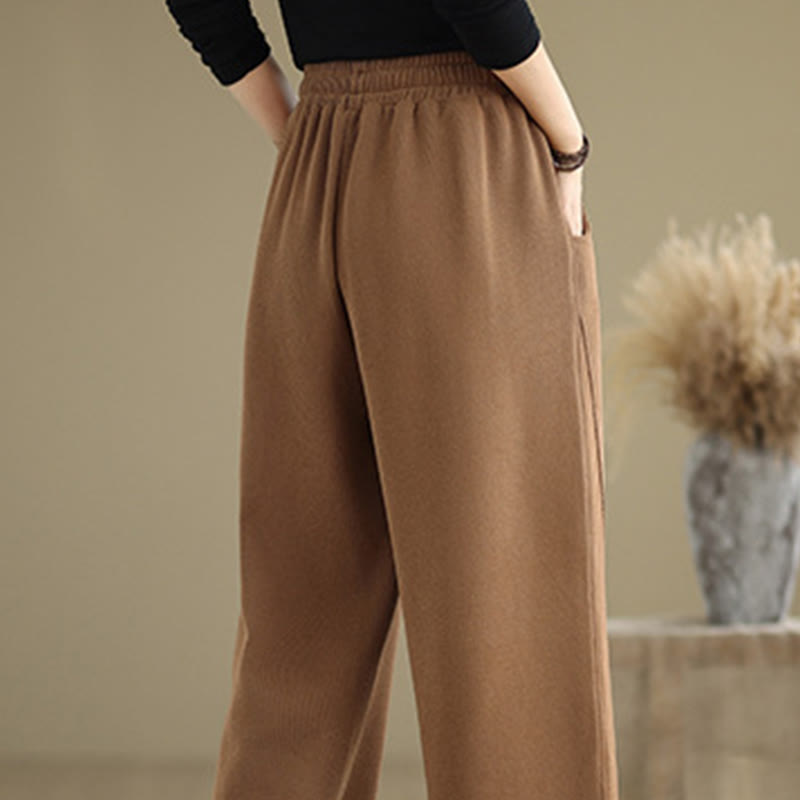 Buddha Stones Damen-Hose mit weitem Bein, weitem Bein und Taschen, einfarbig mit Kordelzug - image 4