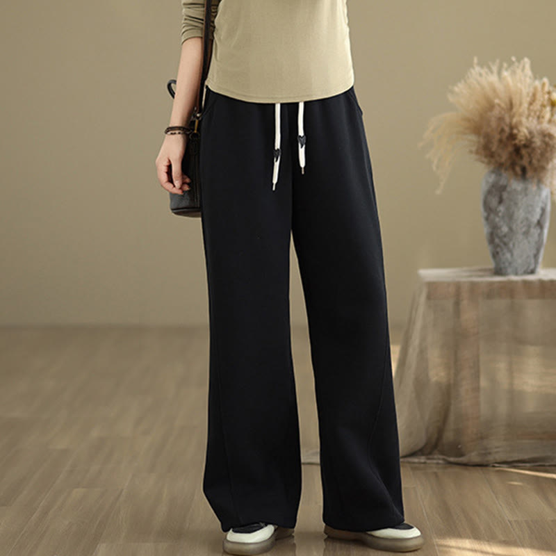 Buddha Stones Damen-Hose mit weitem Bein, weitem Bein und Taschen, einfarbig mit Kordelzug - Schwarz - US 8-10, UK/AU 12-14, EU 40-42 (2XL) - image 9