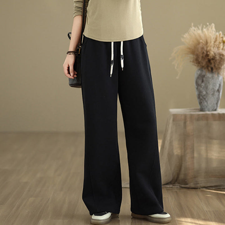 Buddha Stones Damen-Hose mit weitem Bein, weitem Bein und Taschen, einfarbig mit Kordelzug - Schwarz - US 8-10, UK/AU 12-14, EU 40-42 (2XL) - image 9
