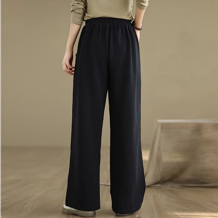 Buddha Stones Damen-Hose mit weitem Bein, weitem Bein und Taschen, einfarbig mit Kordelzug - image 11