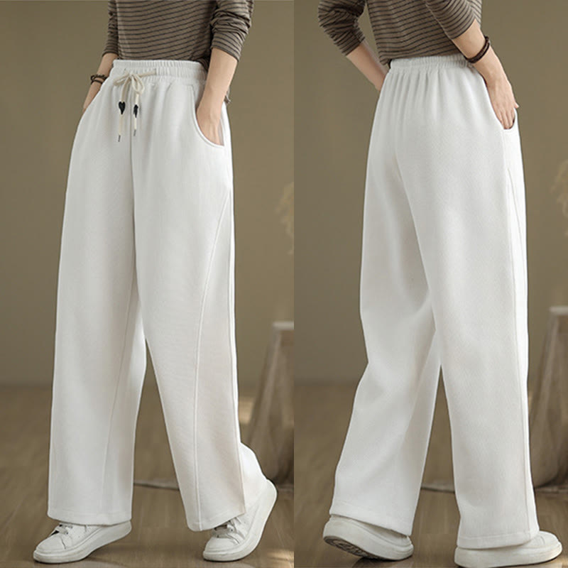 Buddha Stones Damen-Hose mit weitem Bein, weitem Bein und Taschen, einfarbig mit Kordelzug - image 17