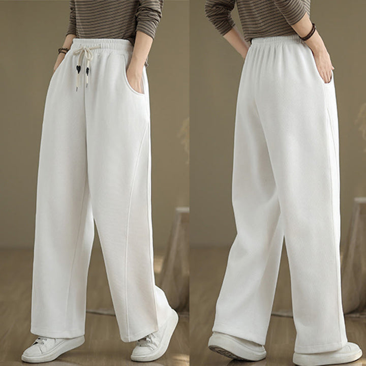 Buddha Stones Damen-Hose mit weitem Bein, weitem Bein und Taschen, einfarbig mit Kordelzug - image 17