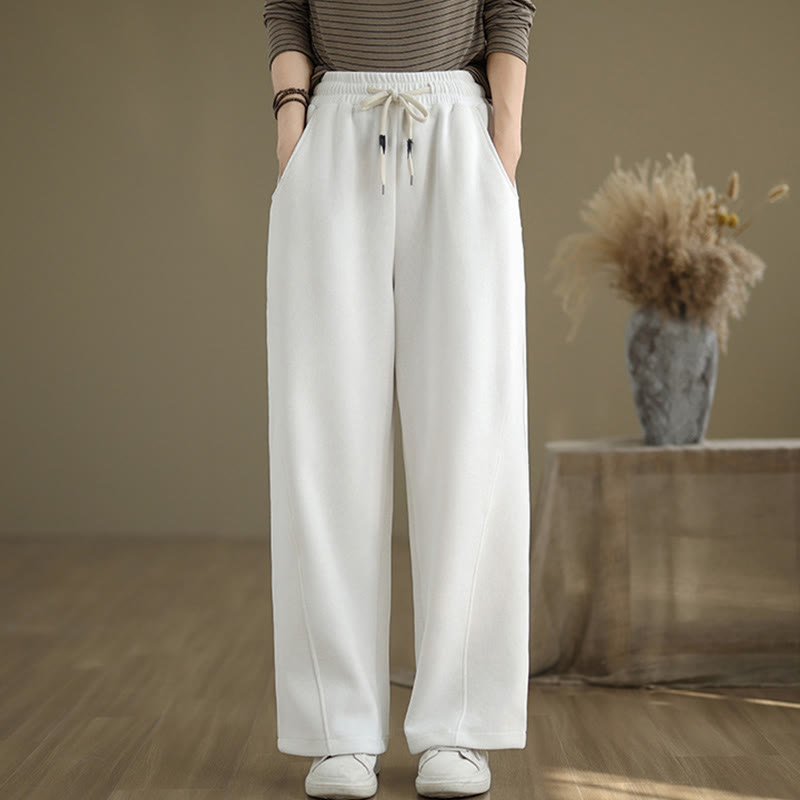Buddha Stones Damen-Hose mit weitem Bein, weitem Bein und Taschen, einfarbig mit Kordelzug - Weiß - US 8-10, UK/AU 12-14, EU 40-42 (2XL) - image 15