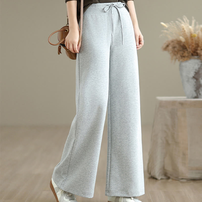 Buddha Stones – Schlichte Damenhose mit weitem Bein und Kordelzug aus Baumwolle und Polyester mit Taschen - Weißer Rauch - US8-10， UK/AU12-14，EU40-42 (2XL) - image 9