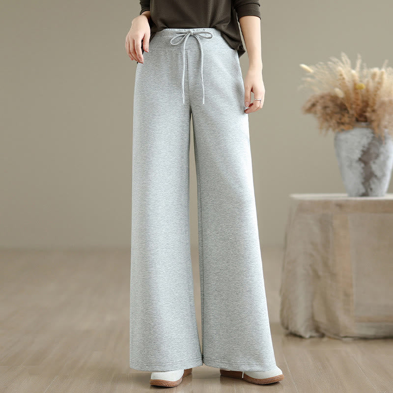 Buddha Stones – Schlichte Damenhose mit weitem Bein und Kordelzug aus Baumwolle und Polyester mit Taschen - image 14
