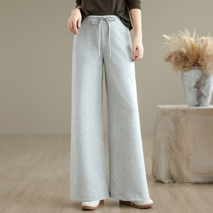 Buddha Stones – Schlichte Damenhose mit weitem Bein und Kordelzug aus Baumwolle und Polyester mit Taschen - image 14
