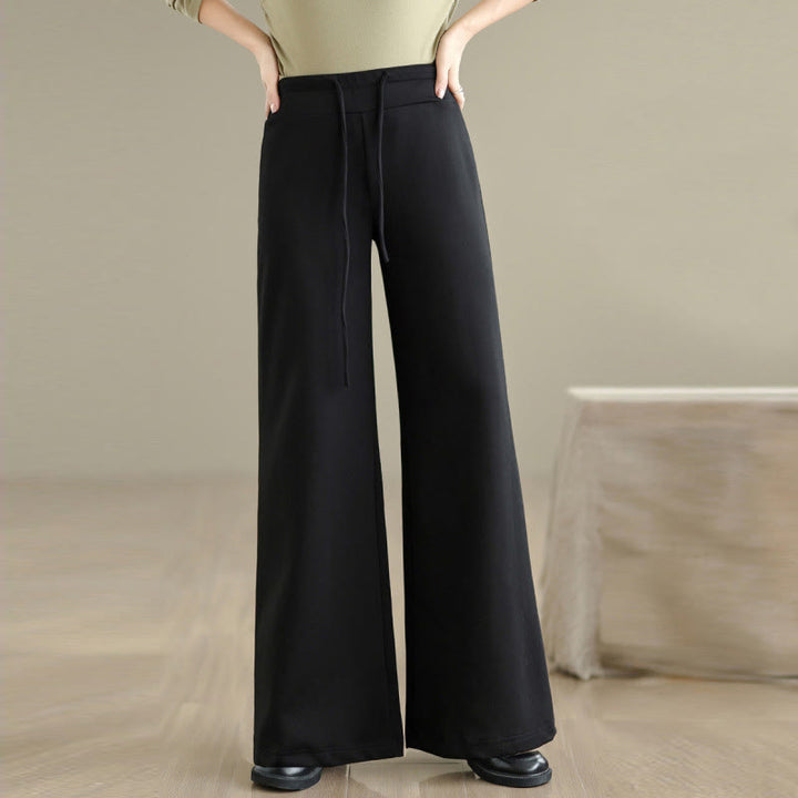 Buddha Stones – Schlichte Damenhose mit weitem Bein und Kordelzug aus Baumwolle und Polyester mit Taschen - Schwarz - US8-10， UK/AU12-14，EU40-42 (2XL) - image 15