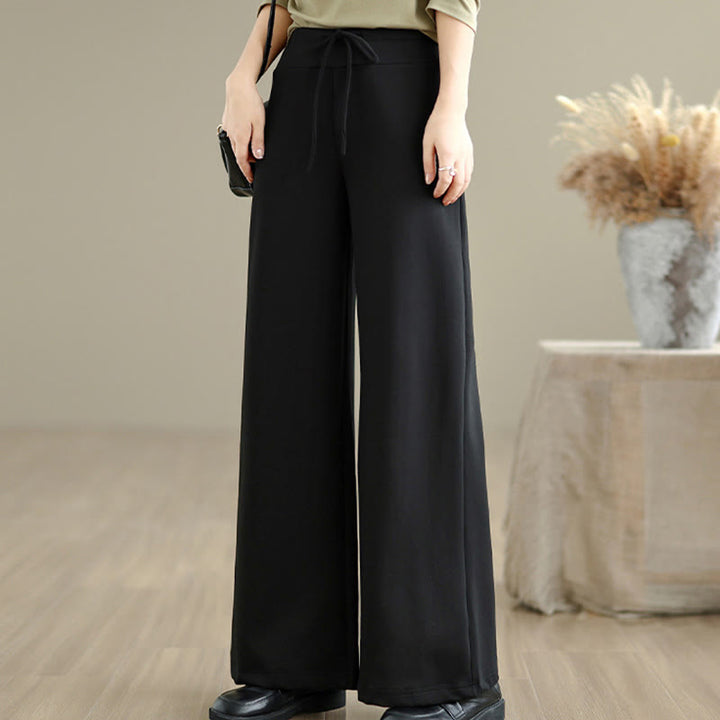 Buddha Stones – Schlichte Damenhose mit weitem Bein und Kordelzug aus Baumwolle und Polyester mit Taschen - image 19