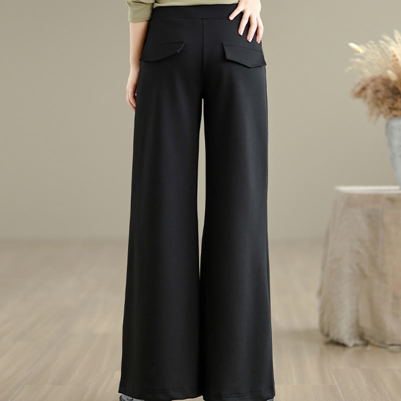 Buddha Stones – Schlichte Damenhose mit weitem Bein und Kordelzug aus Baumwolle und Polyester mit Taschen - image 18