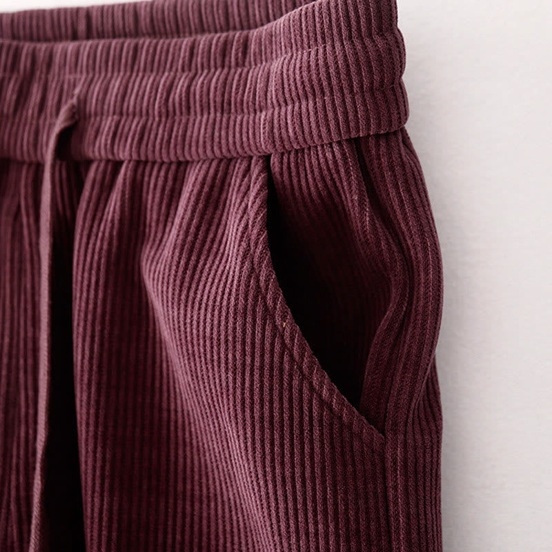Buddha Stones Lässige Cordhose mit Baumwollpolsterung für Damen mit Taschen - image 15
