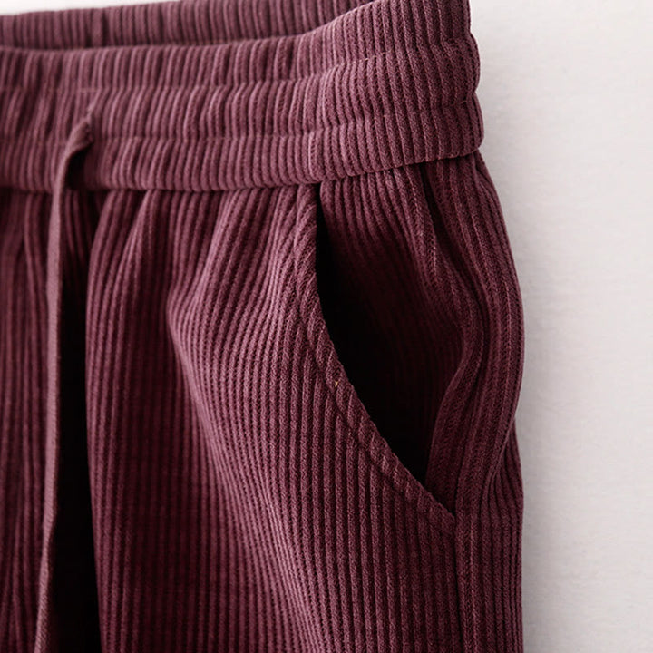 Buddha Stones Lässige Cordhose mit Baumwollpolsterung für Damen mit Taschen - image 15