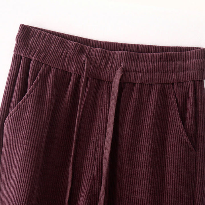 Buddha Stones Lässige Cordhose mit Baumwollpolsterung für Damen mit Taschen - image 14