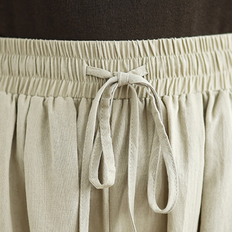 Buddha Stones Lässige Baumwollhose mit geradem Bein und Taschen für Damen - image 6