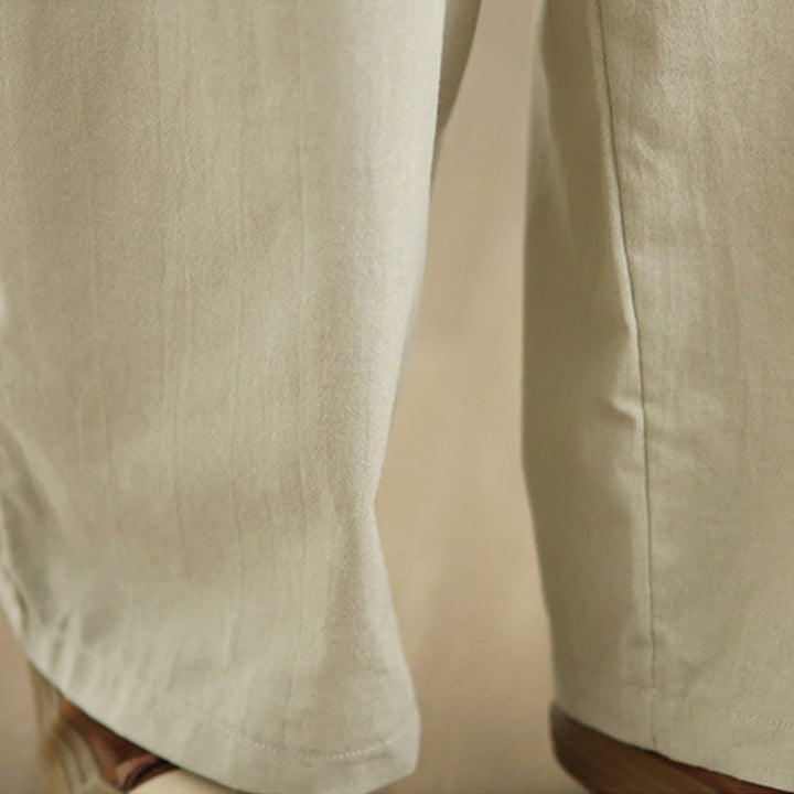 Buddha Stones Lässige Baumwollhose mit geradem Bein und Taschen für Damen - image 5