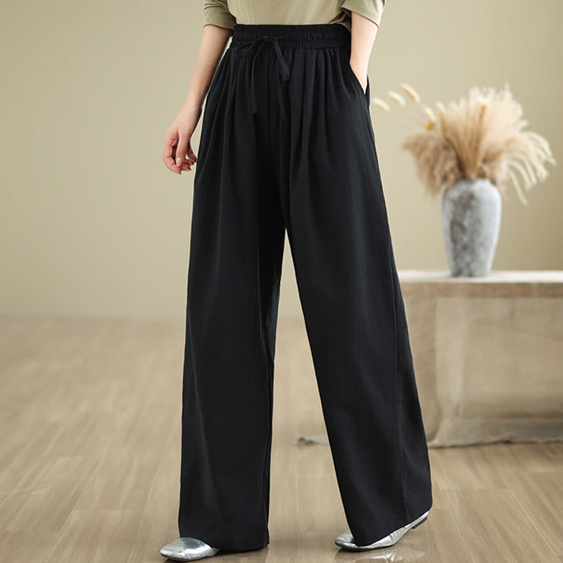 Buddha Stones Lässige Baumwollhose mit geradem Bein und Taschen für Damen - image 12