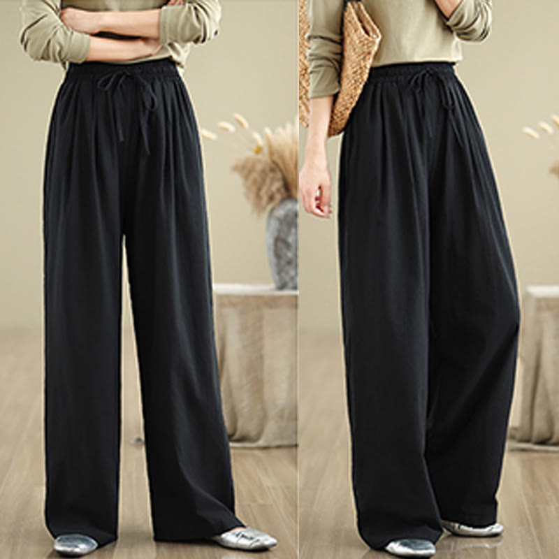 Buddha Stones Lässige Baumwollhose mit geradem Bein und Taschen für Damen - image 13