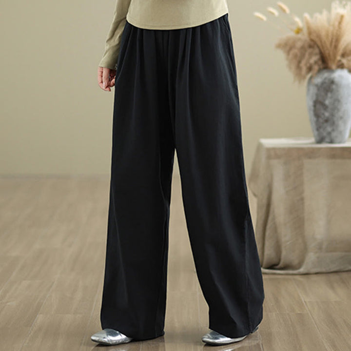 Buddha Stones Lässige Baumwollhose mit geradem Bein und Taschen für Damen - image 11