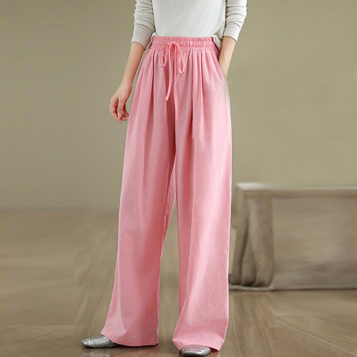 Buddha Stones Lässige Baumwollhose mit geradem Bein und Taschen für Damen - image 16