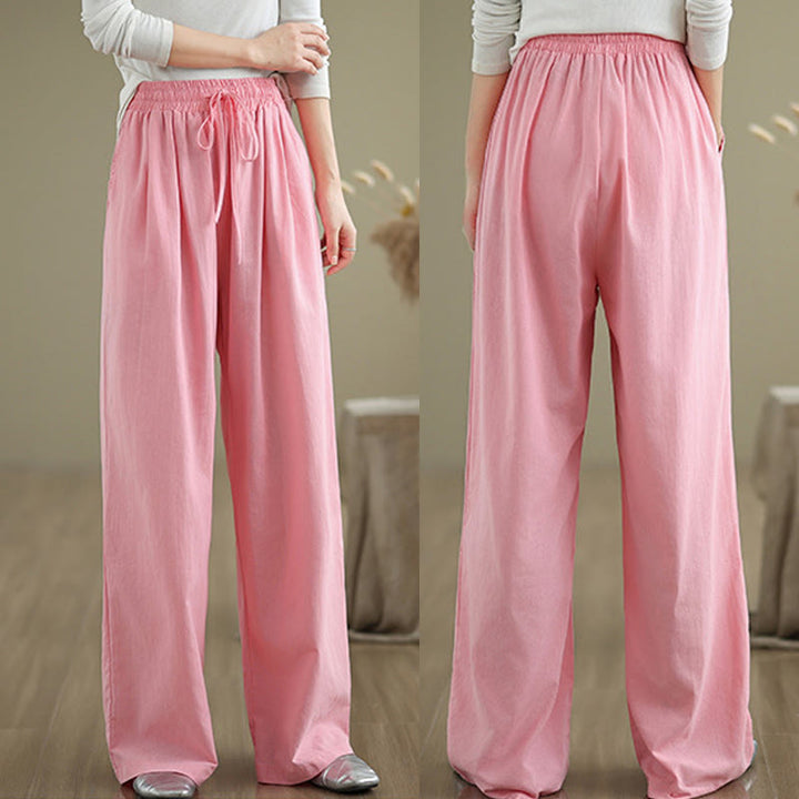 Buddha Stones Lässige Baumwollhose mit geradem Bein und Taschen für Damen - image 18
