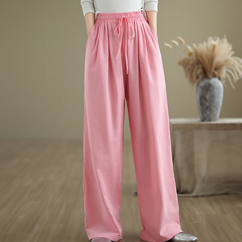 Buddha Stones Lässige Baumwollhose mit geradem Bein und Taschen für Damen - image 17