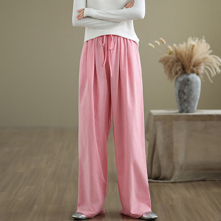 Buddha Stones Lässige Baumwollhose mit geradem Bein und Taschen für Damen - image 15