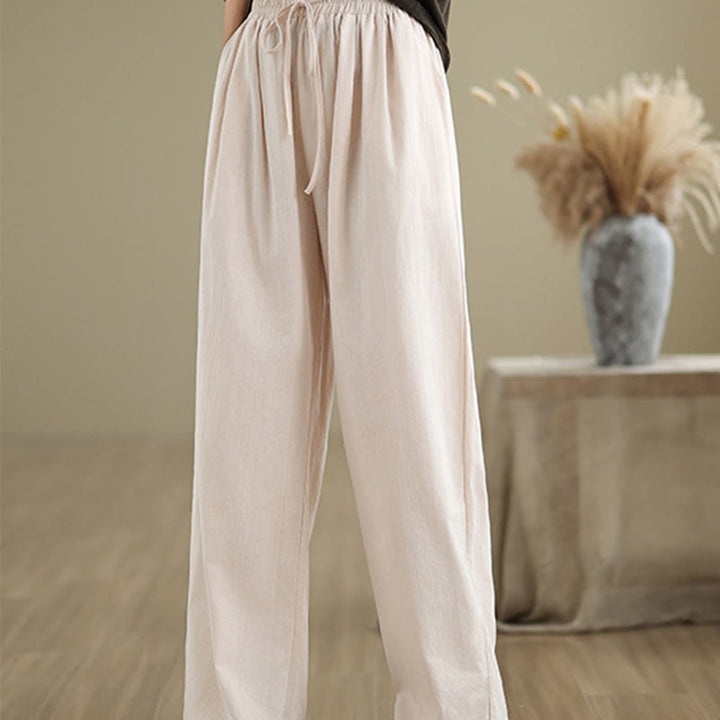 Buddha Stones Lässige Baumwollhose mit geradem Bein und Taschen für Damen - image 22