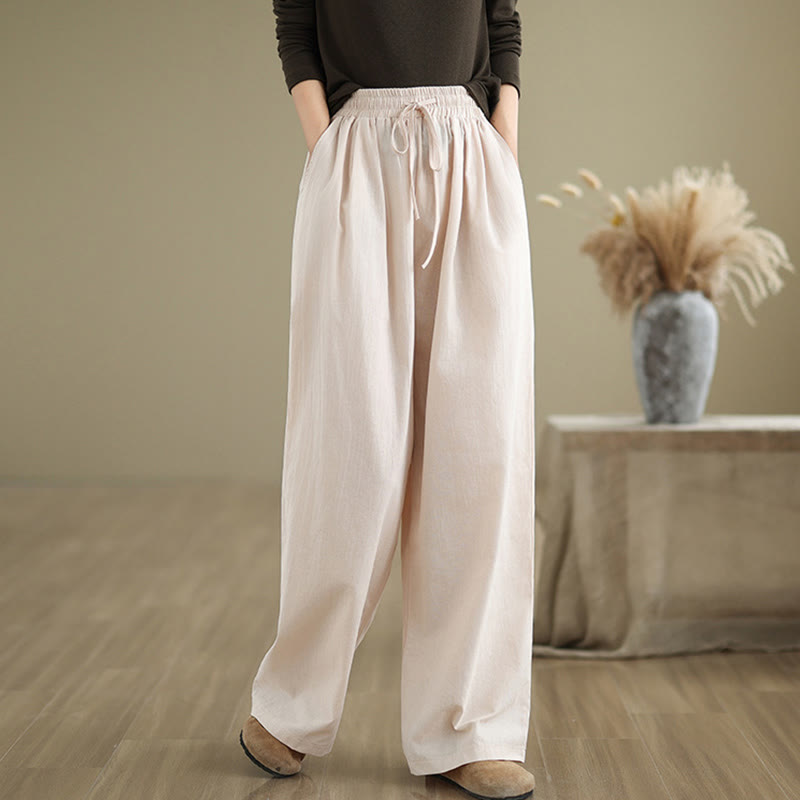 Buddha Stones Lässige Baumwollhose mit geradem Bein und Taschen für Damen - LavenderBlush - US8-10， UK/AU12-14，EU40-42 (2XL) - image 19