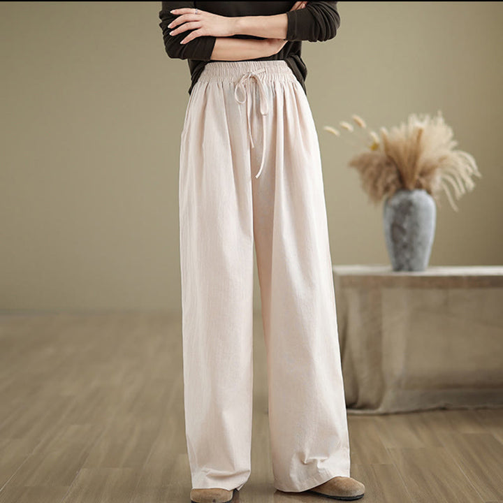 Buddha Stones Lässige Baumwollhose mit geradem Bein und Taschen für Damen - image 21