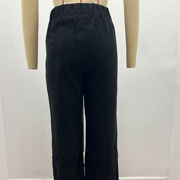 Buddha Stones Lässige Cordhose mit geradem Bein für Damen aus Baumwolle mit Taschen - image 5
