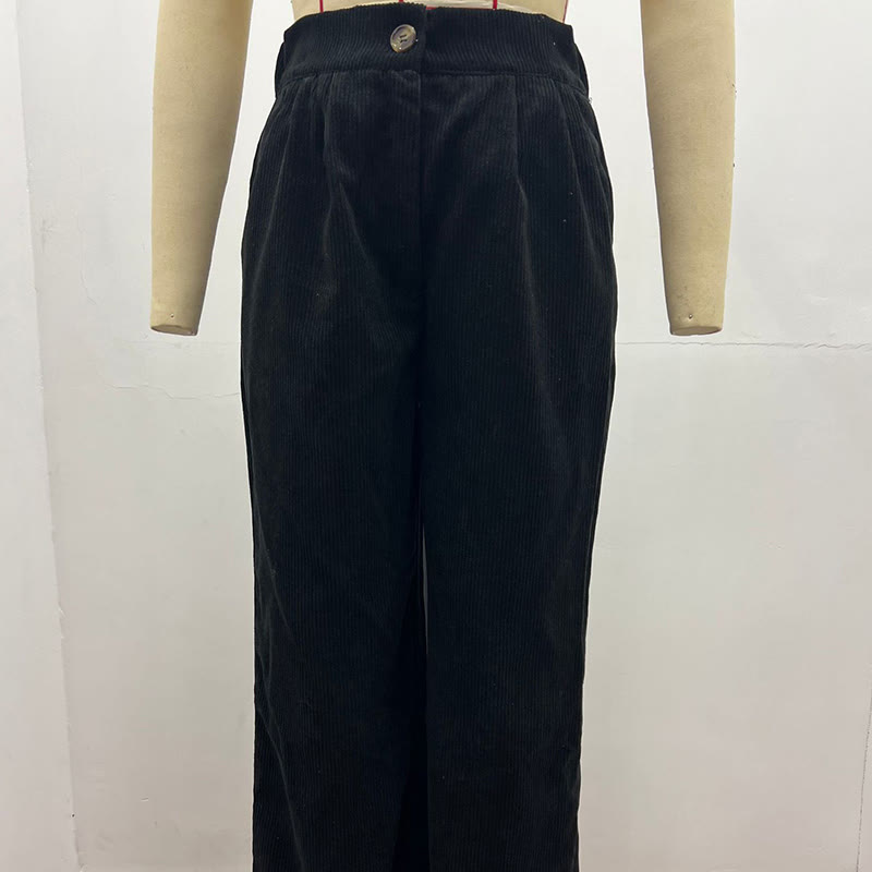 Buddha Stones Lässige Cordhose mit geradem Bein für Damen aus Baumwolle mit Taschen - image 4
