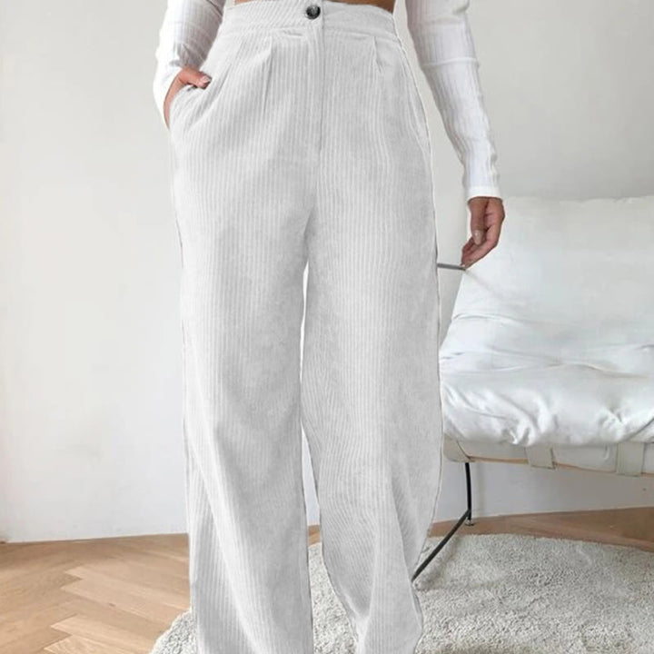 Buddha Stones Lässige Cordhose mit geradem Bein für Damen aus Baumwolle mit Taschen - Weiß - US14， UK/AU18，EU46 (2XL) - image 6