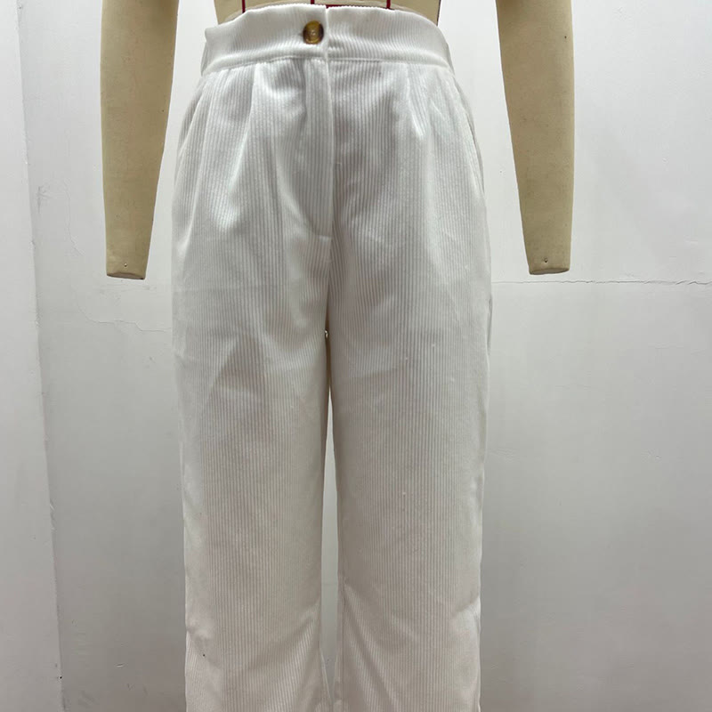 Buddha Stones Lässige Cordhose mit geradem Bein für Damen aus Baumwolle mit Taschen - image 8