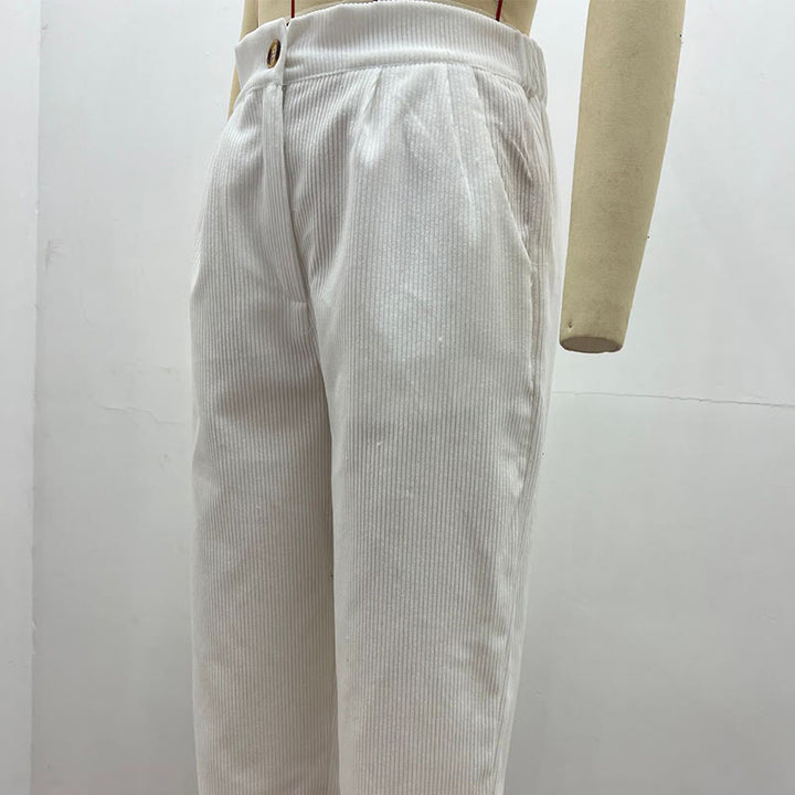 Buddha Stones Lässige Cordhose mit geradem Bein für Damen aus Baumwolle mit Taschen - image 7