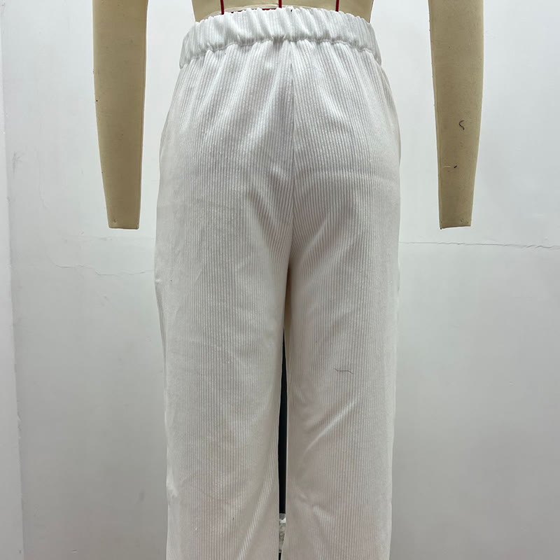 Buddha Stones Lässige Cordhose mit geradem Bein für Damen aus Baumwolle mit Taschen - image 9